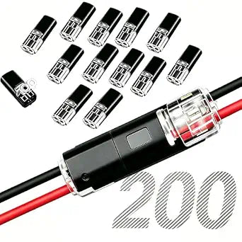 200 pcs Double Wire Plug in Connector with Locking Buckle, 18-22 AWG