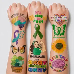 96 PCS Health Awareness Temporary Tattoos & Stickers - Inspirational