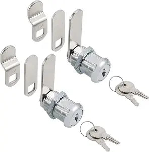 Cabinet Cam Locks Keyed Alike, 1 Cylinder Cam Locks for Tool Box RV Compartment Mailbox Vending Machine Drawer File Cabinet, Fits 3/4 Max Panel Thickness, Chrome Finish with 3 Cams and 2 Keys