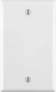 Leviton 88014 001-88014-WHT Single Gang White Blank Box Mounted Plastic Wallplate, 1-Pack