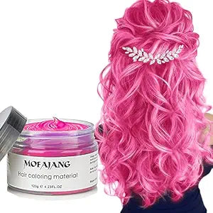 Asocrew Pink Temporary Hair Color Wax, 4.23oz Non-Sticky Quick Dry Washable Styling Clay, Gifts for Kids Teens Adults Boys Girls for Halloween Cosplay Daily Hairstyle