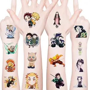 40Sheets Demon Manga Slayer Temporary Tattoos Birthday Themed Party Supplies Decoration Favors Cartoon Cute Sticker for Teens Activity (fk)