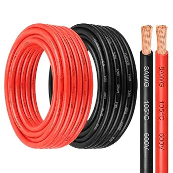 8 Gauge Pure Copper Wire,20FT OFC Copper Wires,8AWG Battery Cable Red & Black Oxygen Free Stranded Copper Wire for Solar Panel,Automotive,Home Appliances,RV and Speaker,LED Lights (8 Gauge 20FT)