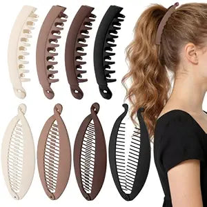ProSuites 8PCS Banana Hair Clips for Women, 2 Styles Cute and Stylish French Hair Claw Clips Ponytail Holder Hair Accessories for Thin/Thick Hair, All Day Hold