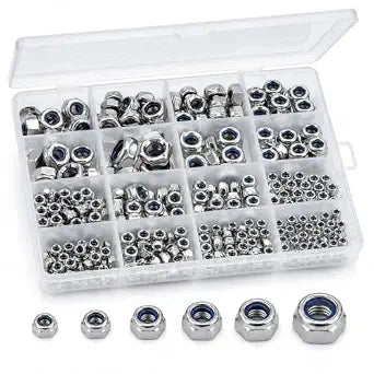 188PCS Metric Nylon Insert Lock Nuts Kit, M3 M4 M5 M6 M8 M10
