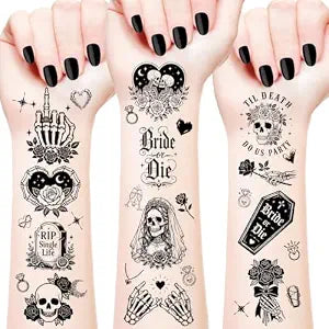 192 PCS Til Death Do Us Temporary Tattoos Stickers, Bride or Die Bachelorette Party Favors RIP Single Life Party Decorations Supplies Gifts