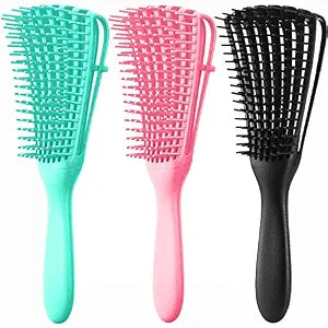 Detangling Brush for Afro America/African Hair Textured 3a to 4c Kinky Wavy/Curly/Wet/Dry/Oil/Thick/Long Hair, Hair Detangler for Beautiful Shiny Curls (3, Pink + Green + Black)
