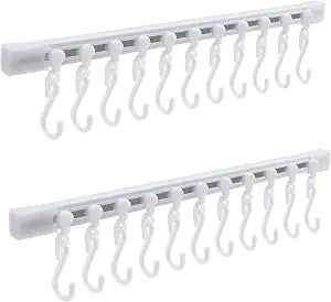 Kitchen Utensil Hanging Rrack - Hooks for Kitchen Utensils, No Drilling Wall Mounted Utensil Holder, Kitchen Rail Rack with 10 Hooks Hanger for Kitchen Bathroom (Pack of 2)