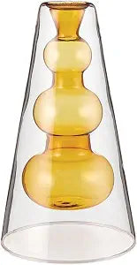 47th & Main Bubble Glass Vase Taper Candle Candlestick Candleholder, 4" Dia x 7" H, Yellow