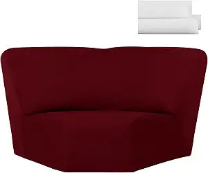 Weysat Corner Sofa Cover Sectional Corner Couch Covers, Burgundy, Milk Silk