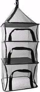 Desy & Feeci Camping Dry Net-4 Layer Outdoor Hanging Foldable Drying Rack, Camping Organizer Mesh Dryer Storage for Home Picnic BBQ Tableware/Dishes/Food/Vegetables/Fruit/Clothing (Black-Rectangle)