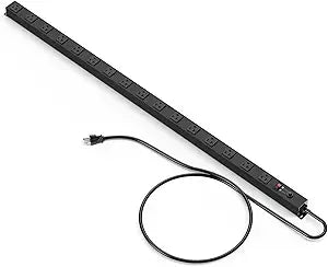 JUNNUJ Extra Long Heavy Duty Power Strip, 12 Gauge High Amp, 4FT, Black
