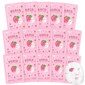 15 Pack Peach Face Masks Skincare for Girls and Women,Hydrating Facial Mask
