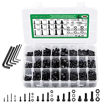 1500PCS Screw Assortment Kit, M2-M6 12.9 Alloy Steel Hex Socket Cap Bolts