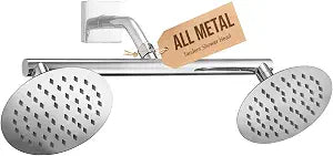 G-Promise All Metal Double Shower Head Built-in Water Flow Control (Chrome)