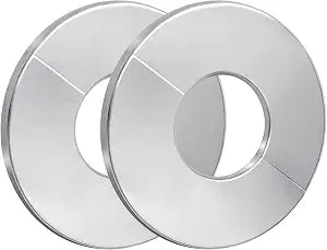 2 Pack Shower Arm Flanges, 304 Stainless Steel Round Replacement Split Escutcheon Plates, 2.7 Inch Shower Pipe Cover Plate for Shower Head Arms - Silver