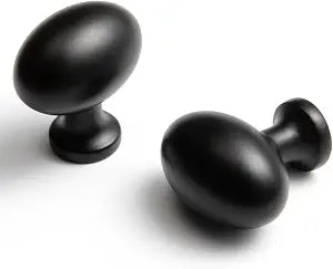 Oval Matt Black Cabinet Knobs, Zinc Alloy for Drawer Knobs for Dresser Cupboard Wardrobe, Kitchen Cabinet Pulls (5, Matt Black, Egg knob)