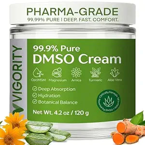 Vigority DMSO Cream 99.9% Pure for Topical Joint, Muscle Comfort - DMSO Pharmaceutical Grade Cream with Arnica, Magnesium, Turmeric, OptiMSM, Aloe Vera 3.53oz