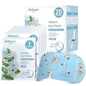 BeHoomi 20 Packs Steam Eye Mask, Heated Eye Mask Warm Compress for Eyes, Disposable Self Heating Steam Mask for Home, Sleep, Spa, Travel Essentials & Relaxation Gifts for Women (Jasmine)