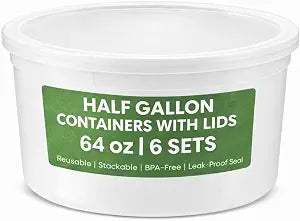 64 Oz Plastic Food Storage Containers (6-Sets) Leak-Proof Deli Containers