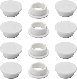 12Pcs Rubber Sink Overflow Hole Cover, Round Silicone Spillover Caps, Reusable Basin Trim Plug Insert for Kitchen or Bathroom Sink Drain, Waterproof White Overflow Covers