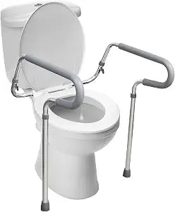 HealthSmart Adjustable Toilet Safety Rails for Seniors, Medical Grade - HandicapToilet Safety Frames for Disabled, Non-Slip Padded, 300lb Capacity Commode Chair with Arms, Toilet Helper for Elderly