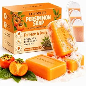 Persimmon Soap for Body Odor & Old People Smell, 3 Bars (120g/4.23oz Each)