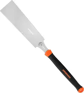 JORGENSEN Japanese Pull Saw, 10 Inch Pro Double Edge Hand Saw - SK5 Flexible Replaceable Blade, 7-12 & 18 TPI Flush Cut Blade, Japanese Handsaw for Hardwood & Softwood Woodworking, Wood Trim