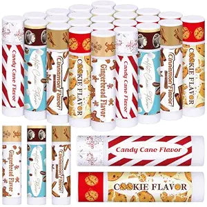 25pcs Christmas Lip Balm Bulk, Candy Cane Xmas Party Favors, Cute
