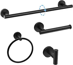 Luxbaro 24 Inch Matte Black Bathroom Hardware Set, Thicken, 4-Piece
