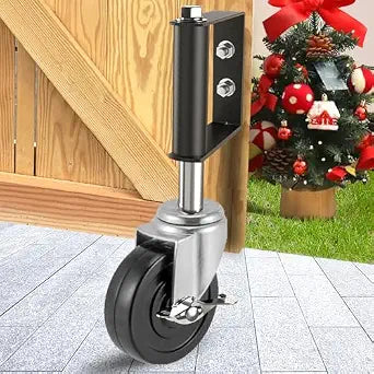 Heavy Duty Spring Loaded Gate Wheel for Wooden Gate and Fence 250LBS Load Capacity Gate Caster 4 Inches Wheel (Black, 1)