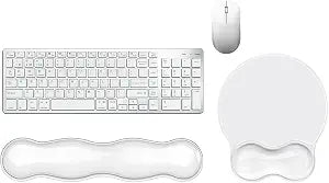 Gel Wrist Rest for Keyboard and Mouse Pad Set - Clear White