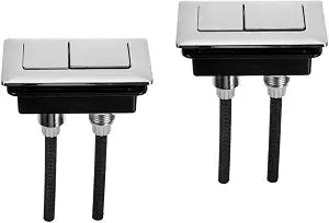 DOITOOL 2pcs Dual Flush Toilet Button Replacement, 5. 5 X 3. 3 Inch Rectangular Abs Push Button with Rods, Chrome Plated Water Tank Valve Switch for Bathroom