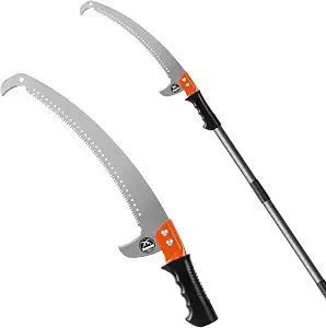 10FT Pole Saw for Tree Trimming 2-in-1 Hand Saw Steel Blade Tree Pruner