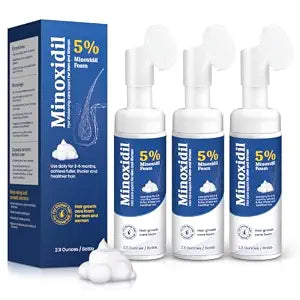 5% Minoxidil Foam for Men and Women Topical Hair Growth Prevent Loss Treatments Balding Thinning Treatment Receding Hairline Beard Non Greasy Oil Scalp Haircare Liquid 2.11 FL OZ 3 Pack
