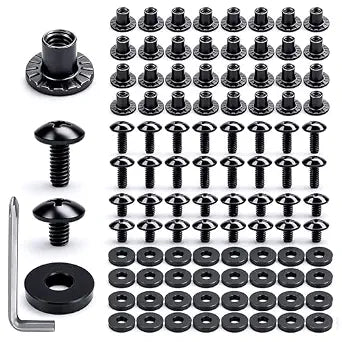 96 Pcs Black Chicago Screw Gun Holster Screw Kits #8-32 x 1/4" & 3/8" for DIY Kydex & Leather Holsters,Clips & Knife Sheaths,Belt Clips with Phillips Truss Heads,Slotted Fasteners Nuts,Rubber Spacers