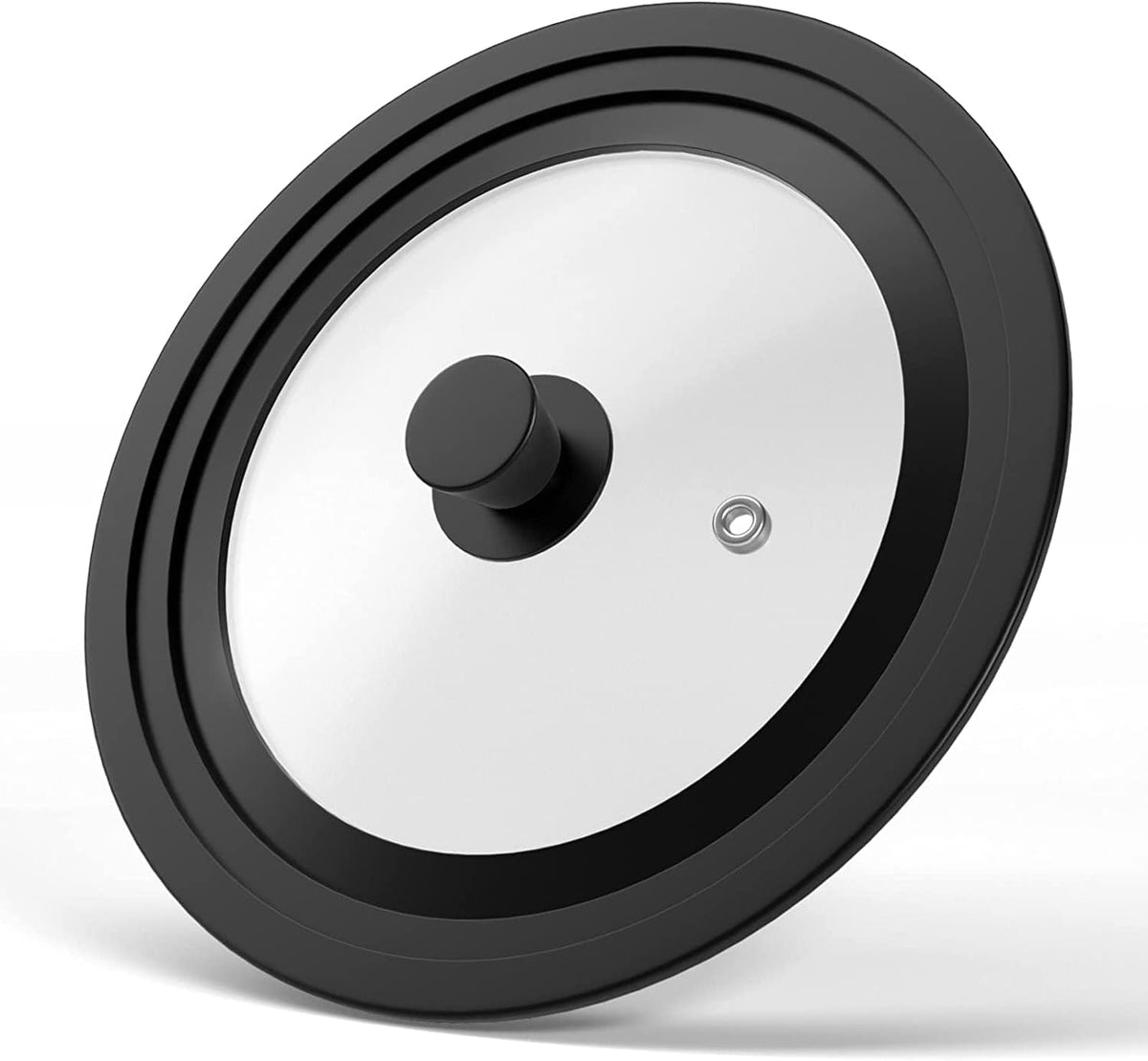 Universal Pan Lid - Pot Lid Fits 10", 11", 12" Cookware, Tempered Glass with Heat-Resistant Silicone Rim and Handle, for Frying Pans & Skillets, Black