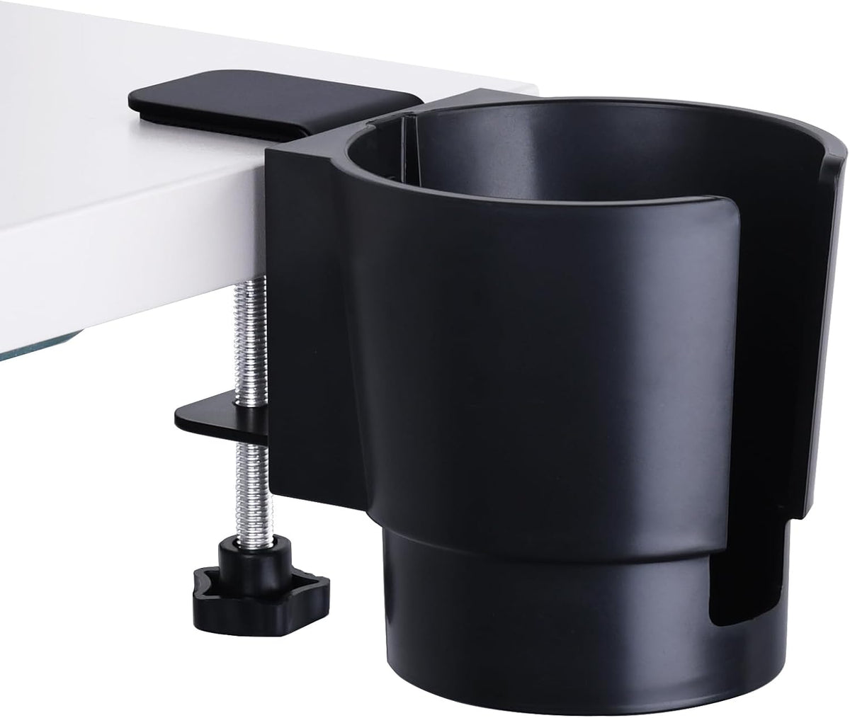 Universal Large Desk Cup Holder Clamp on, Heavy Duty Plastic Drink Holder