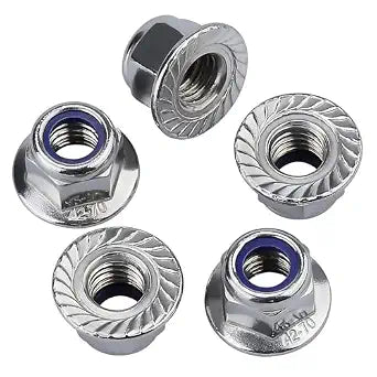 M4-0.7 (50 Pack) Hex Flange Locknuts, Serrated Flange Washer, Stainless Steel 304 (18/8)