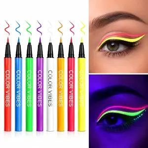 8 Colors UV Reactive Neon Matte Liquid Eyeliner Set ï¿½ï¿½ï¿½ Waterproof Smudge-proof Long-lasting Highly Pigmented Graphic Liners for Rave, Party, Festival & Blacklight Glow Makeup, Ideal Gi