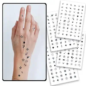 CHARLENT Stars Semi-Permanent Tattoos for Adult - 2 Weeks Long Last