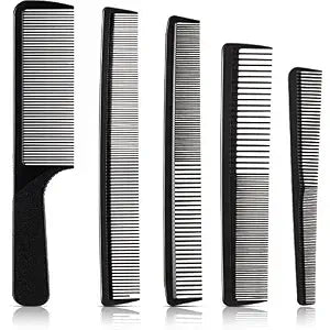 Patelai 5 Pieces Hair Cutting Combs Set, Carbon Fine Teeth, Classic Combs