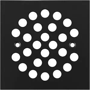 Square 4-1/4 Inch (108mm*108mm) Screw-in Shower Drain Cover Replacement Square Floor Drainer Grate, (Black)