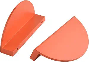 4 Pack Colorful Orange Half Moon Kitchen Cabinet Pulls 3 Inch Hole Center Closet Door Finger Pull Modern Kids Handles for Drawers Semi Circle