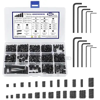 560PCS 25 Sizes Metric & SAE Set Screw Assortment Kit, 12.9 Alloy Steel
