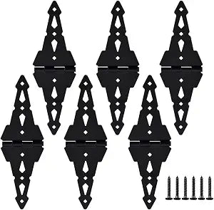 HOME MASTER HARDWARE 8" Heavy Duty Gate Hinges, 6 Pack Strap Hinges, Black