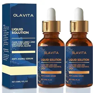 Olavita Liquid Solution Anti Aging Serum,Olavita Tri-lift Peptide Complex Cream, Advanced Vitamin C & E Hydrating & Firming Facial Serum with Collagen Support,Smoothes Wrinkles and Fine Lines,2Pack