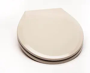1Q1R5-80 Premium Molded Wood Toilet Seat with Vari-Adjust Release N Clean Lok-Down Hinge and Quik-Lok Mounting Hardware, Round, Silver Gray