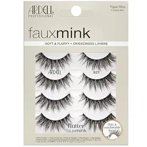 Ardell Faux Mink Lashes Flutter 821 ï¿½ï¿½ï¿½ï¿½ï¿½ï¿½ï¿½ï¿½ï¿½ Soft & Fluffy False Eyelashes, Vegan Mink, Crisscross Layered Strip Lashes