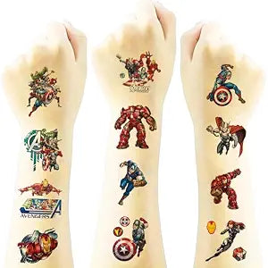 40pcs Avengers Temporary Tattoos for kids, Birthday Themed Party Supplies Decoration Favors Cartoon Sticker for Boys Home Activity Class Prizes Carnival Christmas Rewards